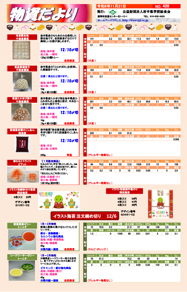 物資だより
